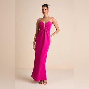 Lulus Thula Magenta Cutout U-Bar Column Maxi Dress